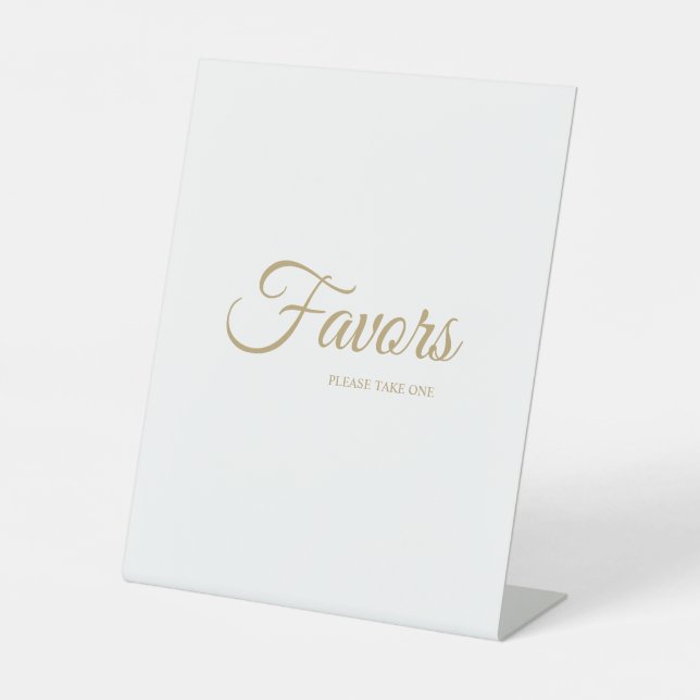 Simple Gold Calligraphy Favours Pedestal Sign (Front)