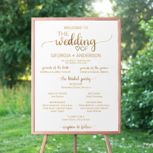 Simple Gold Calligraphy FlowerGirl Wedding Program Poster