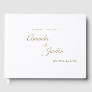 Simple Gold Calligraphy Guest Book