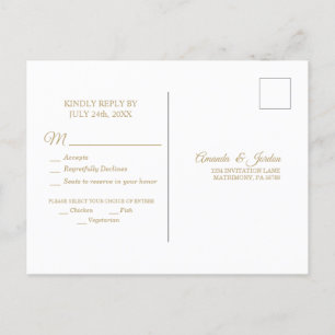 Simple Gold Calligraphy Response Postcard