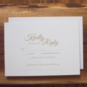 Simple Gold Calligraphy Song Request RSVP Card