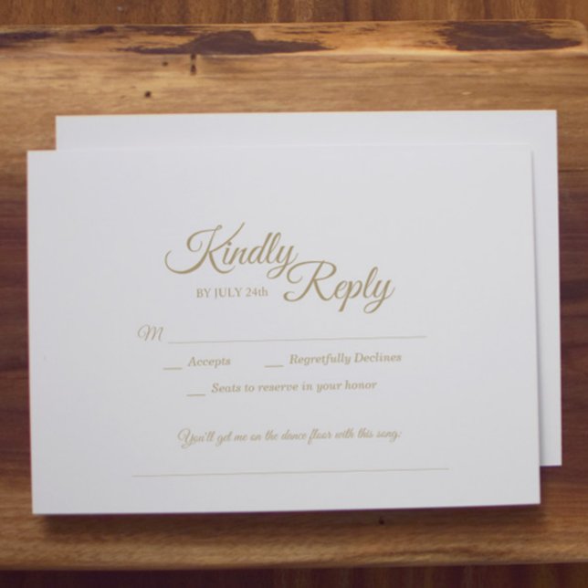 Simple Gold Calligraphy Song Request RSVP Card (Creator Uploaded)