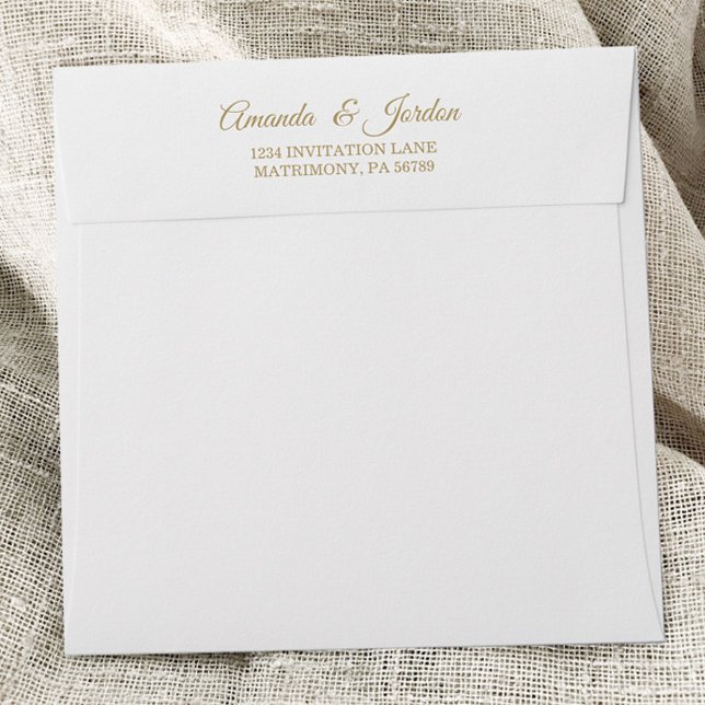 Simple Gold Calligraphy Square Wedding Envelope (Creator Uploaded)