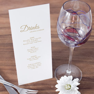 Simple Gold Calligraphy Wedding Drink Menu