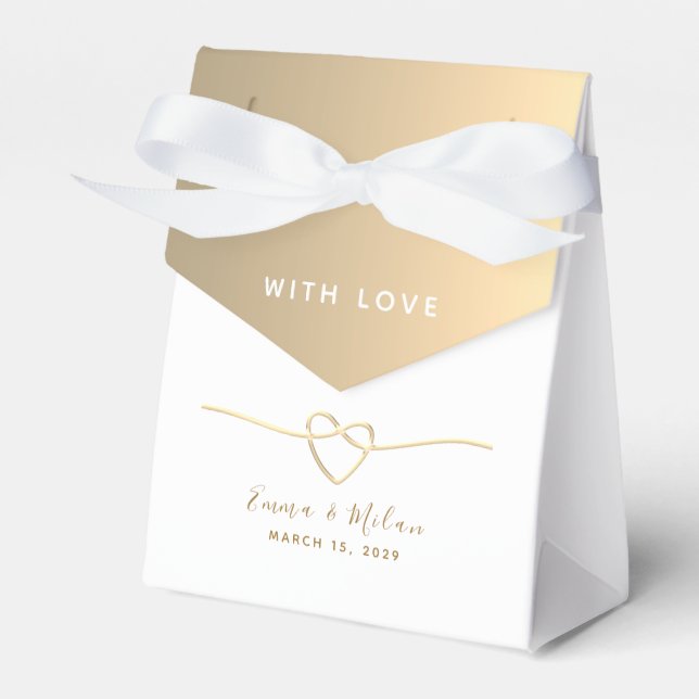 Simple Gold Calligraphy Wedding Favour Box (Front Side)