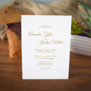 Simple Gold Calligraphy Wedding Invitation