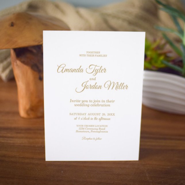 Simple Gold Calligraphy Wedding Invitation (Creator Uploaded)