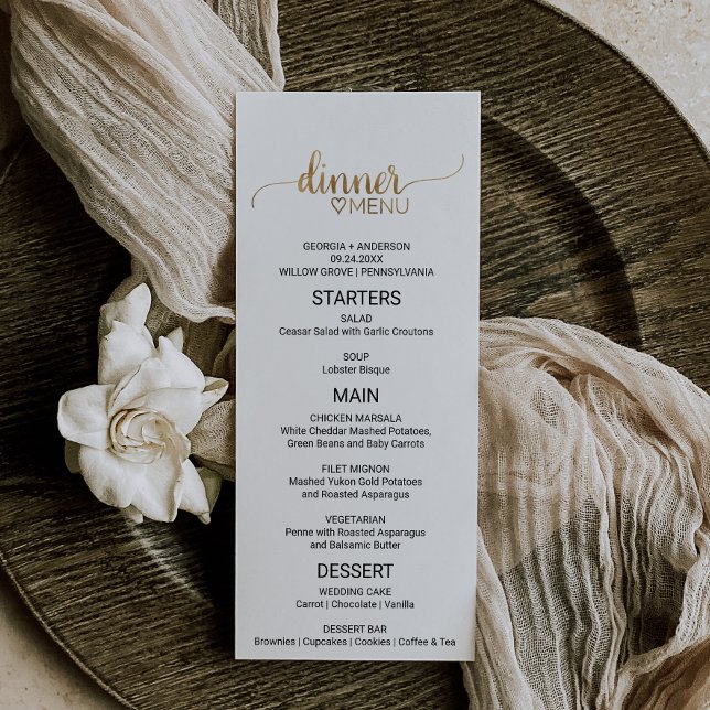 Simple Gold Calligraphy Wedding Menu (Creator Uploaded)