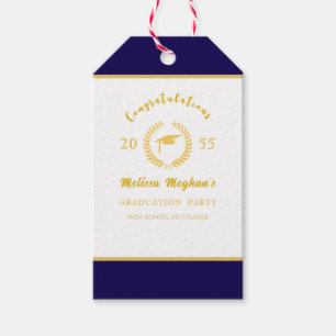 Simple Gold Cap Laurel Wreath Graduation Party Gift Tags