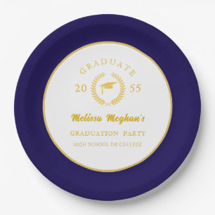 Simple Gold Cap Laurel Wreath Graduation Party  Pa Paper Plate