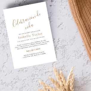  Simple Gold   Celebración de Vida Spanish Funeral Invitation
