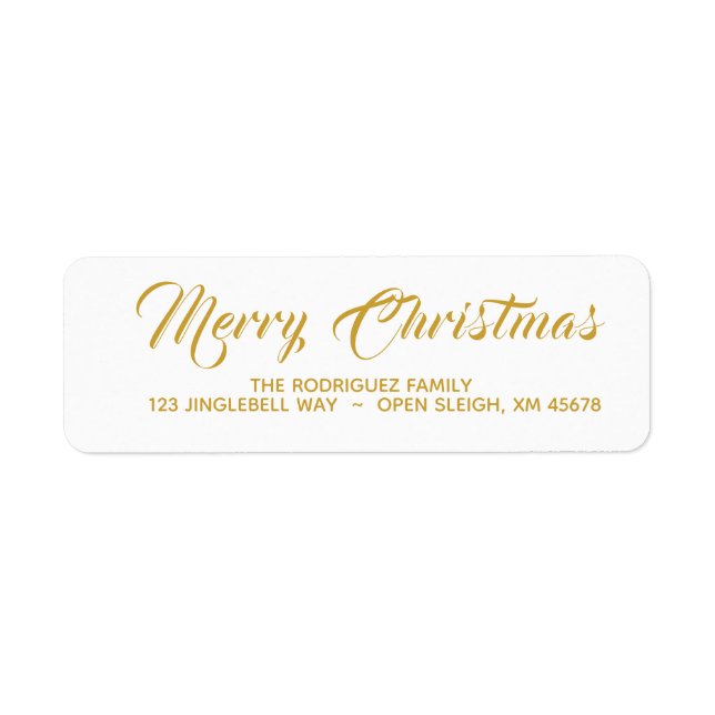 Simple Gold Christmas Address Labels Personalised (Front)