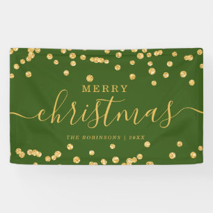 Simple GOLD Christmas Holidays Glitter Green Banner