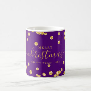 Simple GOLD Christmas Holidays Glitter Purple Coffee Mug