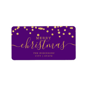 Simple GOLD Christmas Holidays Glitter Purple Label