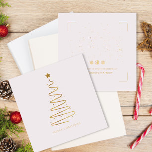 Simple Gold Christmas Tree Corporate Holiday Card