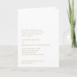Simple Gold Classic Elegant Folded Wedding Invitation