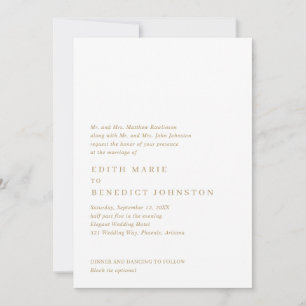 Simple Gold Classic Elegant QR Code Wedding Invitation