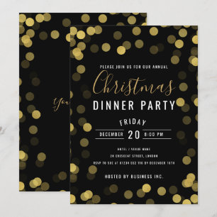 Simple Gold Corporate Christmas Dinner Party Invitation