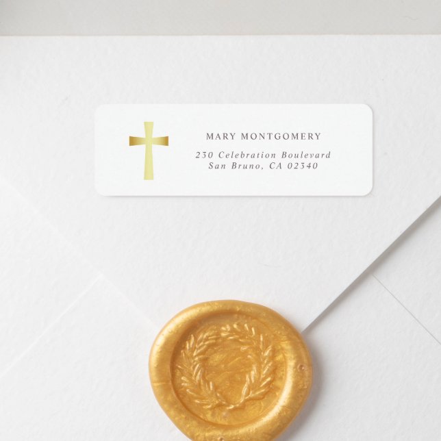 Simple Gold Cross Christian Return Address Label (Return Address Label Mock-up)