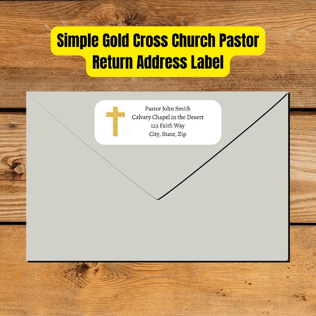 Simple Gold Cross Church Pastor Return Address Label (Simple Gold Glitter Cross Church Pastor Return Address Label
)