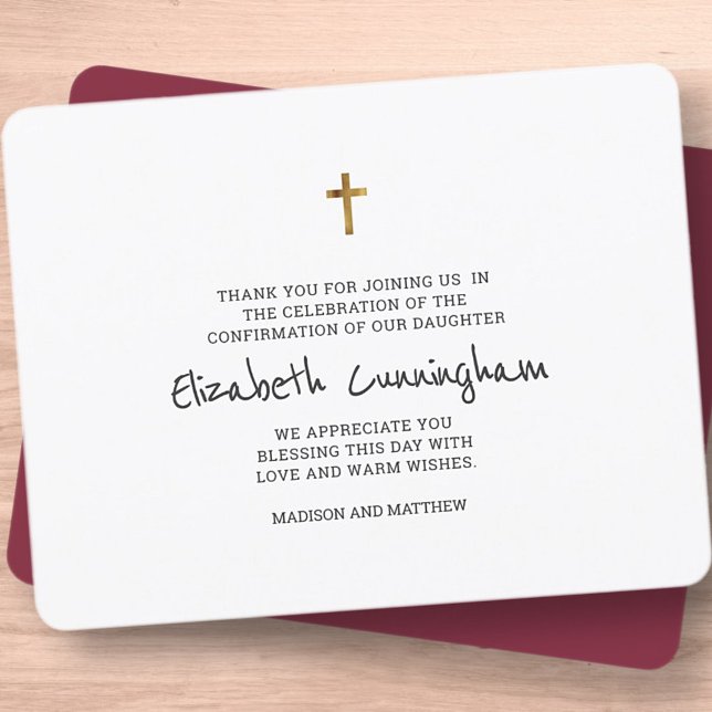 Simple Gold Cross Confirmation Thank You Card (Creator Uploaded)