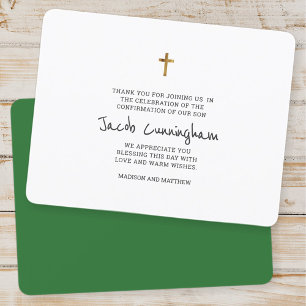 Simple Gold Cross Confirmation Thank You Card