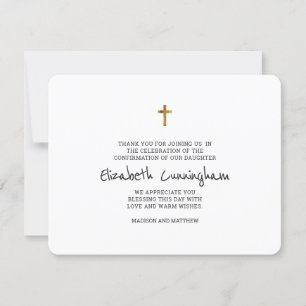 Simple Gold Cross Confirmation Thank You Card
