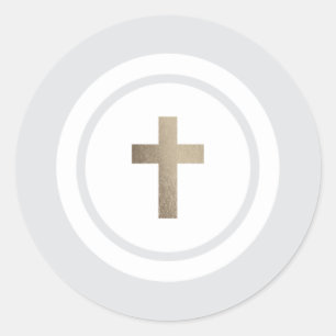 Simple gold cross faux foil sticker