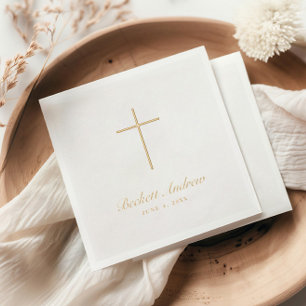 Simple Gold Cross Script Foil Napkins