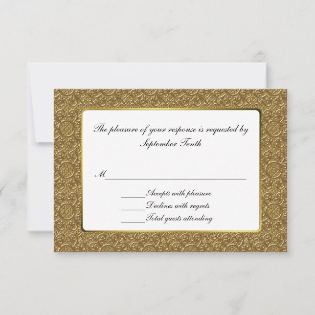 Simple Gold Elegance Wedding RSVP Response Card (Front)