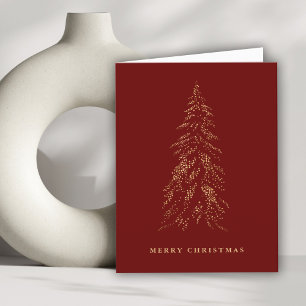 Simple Gold Fir Tree Merry Christmas Holiday Card