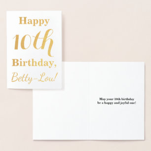 Simple Gold Foil 10th Birthday + Custom Name Card