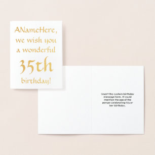 Simple Gold Foil 35th Birthday Greeting Card