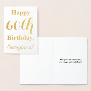 Simple Gold Foil 60th Birthday + Custom Name Card