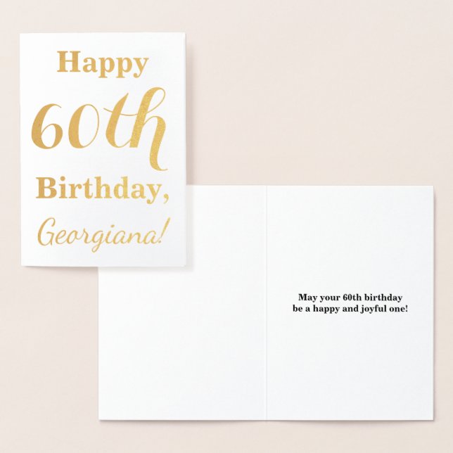 Simple Gold Foil 60th Birthday + Custom Name Card (Display)