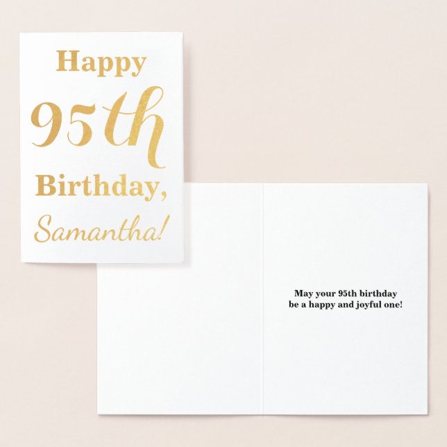 Simple Gold Foil 95th Birthday + Custom Name Card (Display)