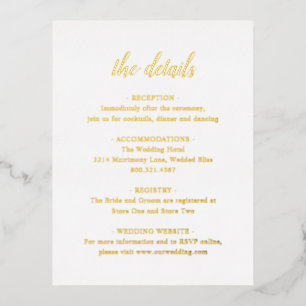 Simple Gold Foil Elegant Wedding Enclosure Card