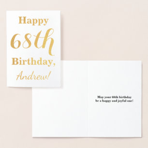 Simple Gold Foil "HAPPY 68th BIRTHDAY" + Name Foil Card