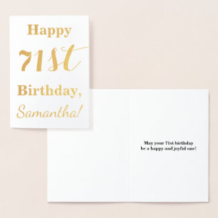 Simple Gold Foil "HAPPY 71st BIRTHDAY" + Name Foil Card