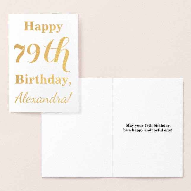 Simple Gold Foil "HAPPY 79th BIRTHDAY" + Name Foil Card (Display)