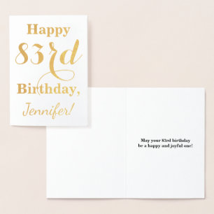 Simple Gold Foil "HAPPY 83rd BIRTHDAY" + Name Card