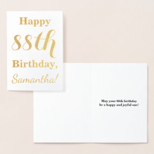 Simple Gold Foil "HAPPY 88th BIRTHDAY" + Name Card