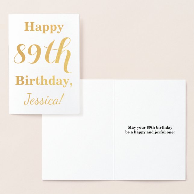 Simple Gold Foil "HAPPY 89th BIRTHDAY" + Name Foil Card (Display)