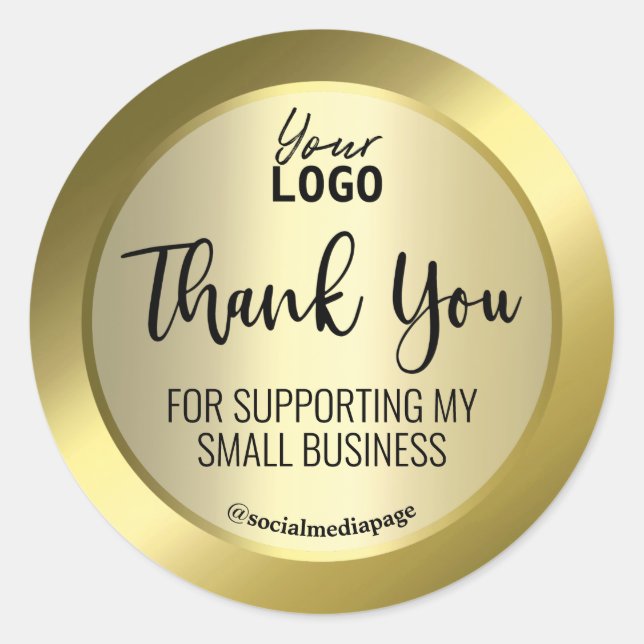 Simple Gold Foil Thank You Logo Classic Round Sticker (Front)
