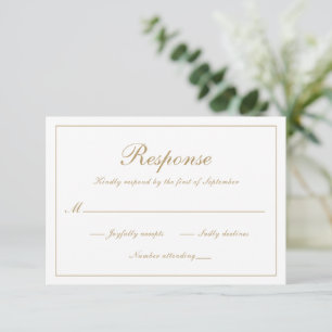 Simple Gold Formal Elegant Wedding RSVP Card