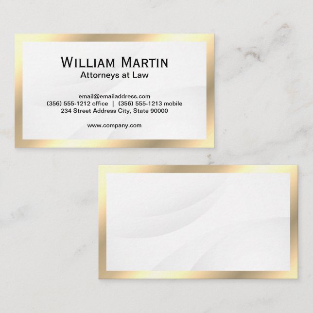 Simple Gold Frame Metallic Business Card (Front/Back)