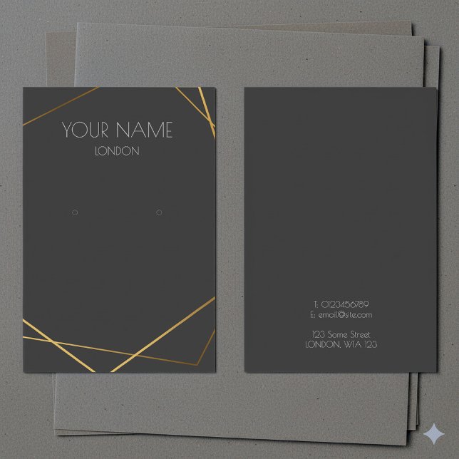 Simple gold geometric grey earring display card (Simple gold geometric grey earring display card.)