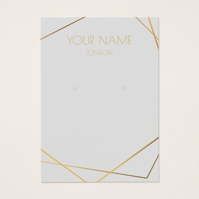 Simple gold geometric light earring display card (Front)