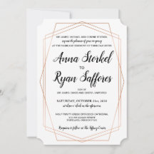 Simple Gold Geometric Wedding Invitation